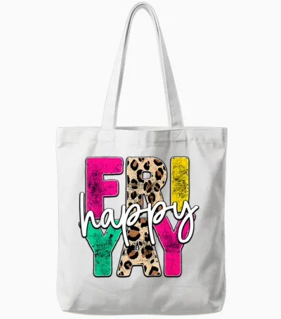 Happy Friyay Teacher Shirt Cute Teacher Fashion Fri-Yay Tote Bags - White