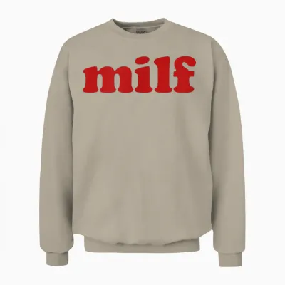 Milf Y2k Aesthetic T-Shirt, White, S Unisex Sweatshirt - Sand
