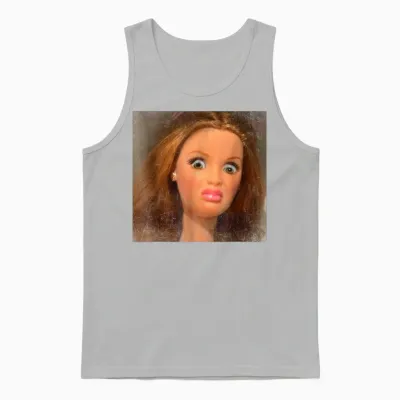 Funny Disgusting Doll Face Meme Unisex Tank Top - Ash