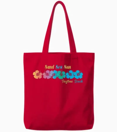 Florida Daytona Beach Vacation Sand Sea Sun Tote Bags - Red