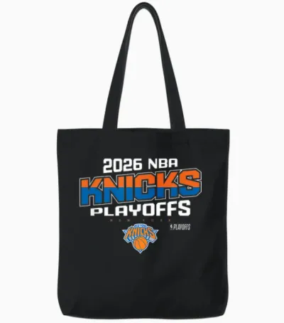 Nba Official 2026 Playoffs New York Knicks Top Level Tote Bags - Black
