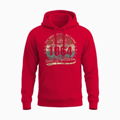 The Absolutely Awesome Vintage 1964 Mann Oder Frau Geburtstag Unisex Hoodie - Red