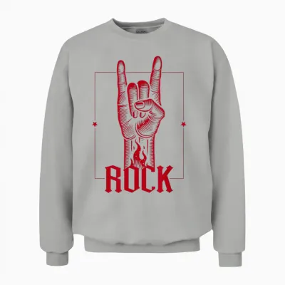 Rock Horns, Rock and Metal Fans, Men, Women and Kids Rock Star Unisex Sweatshirt - Ash