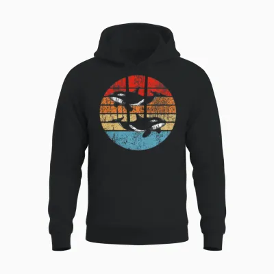 Retro Killer Whale Hoodies Unisex Hoodie - Black