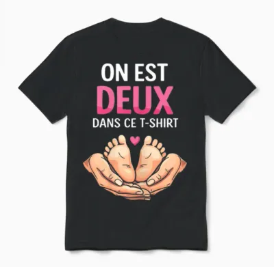 Pregnancy Announcement One Is Two in This Unisex T-Shirt - Black