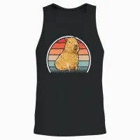 Capybara Retro Vintage Unisex Tank Top - Black – 2