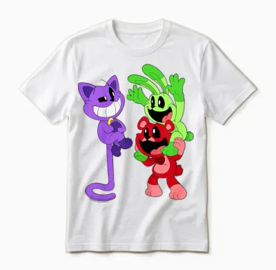 Children's Poppy Playtime Catnap Bobby Bearhug & Hoppy Hopscotch Unisex T-Shirt - White