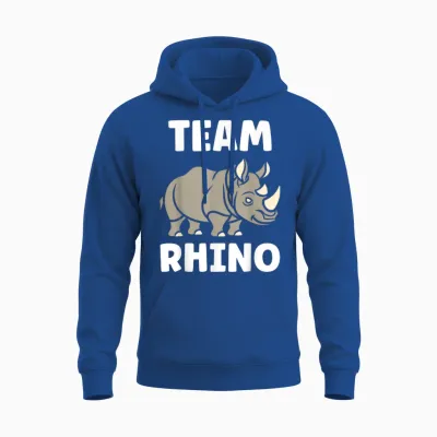 Funny Rhinoceros Minimalist Cute Simple I Love Team Rhino Unisex Hoodie - Royal