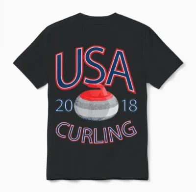 Usa Curling Winter Sports Unisex T-Shirt - Black
