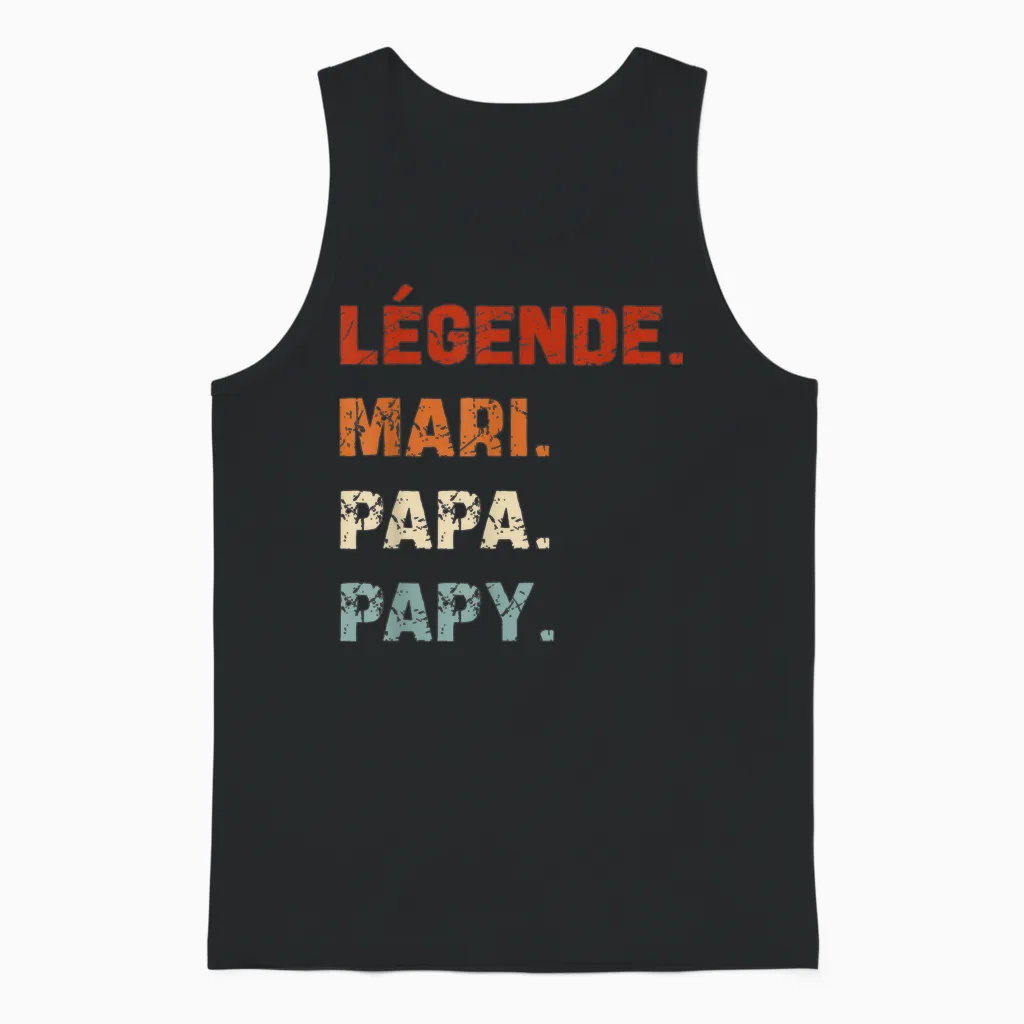 Légende Mari Papa Papy Idée-Cadeau Humour Homme Grand-Père Unisex Tank Top in Black