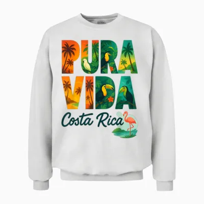 Pura Vida Costa Rica Unisex Sweatshirt - White
