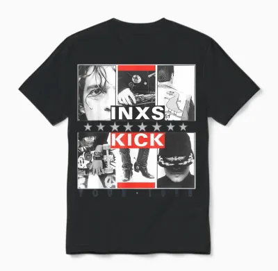 Inxs Kick Inner Cover T-Shirt, White, S Unisex T-Shirt - Black