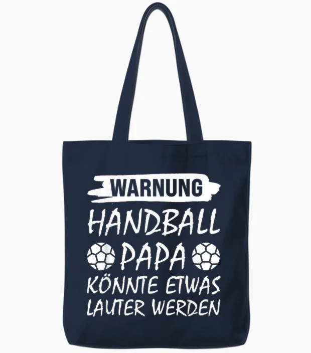 Warnung Handball Papa Handball Papa Tote Bags in Navy