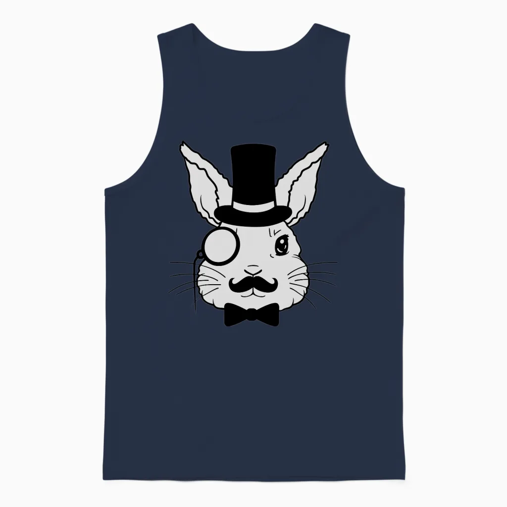 Sir Bunny Monocle Top - Easter Unisex Tank Top in Navy