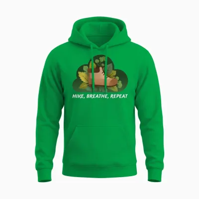 Hike, Breathe, Repeat Hiking Unisex Hoodie - Irish Green