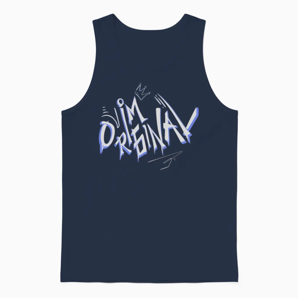 I'm Original Graffiti Unisex Tank Top in Navy