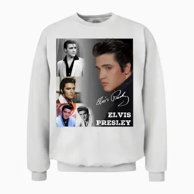 Elvis Presley 005 T-Shirt, Black Unisex Sweatshirt - White