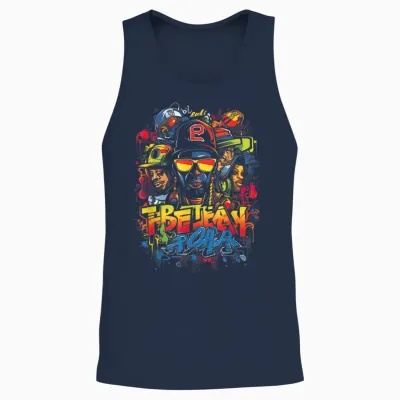 Hip Retro 80s New York Rapper Art 90er Jahre Hop Graffiti Oldschool Rap Boom Rap T-Shirt Für Unisex-Erwachsene, Multicolored, Graffiti, Crew-Kragen, Kurzarm, Polyester, S Unisex Tank Top - Navy