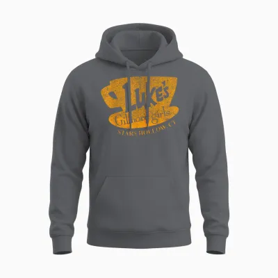 Gilmore Girls Luke's Diner Stars Hollow Distressed Unisex Hoodie - Charcoal