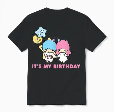 Little Twin Stars Its My Birthday Unisex T-Shirt - Black