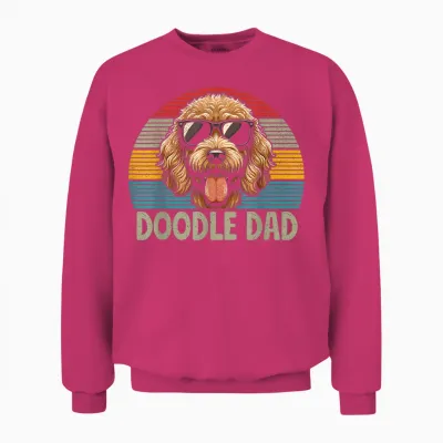 Doodle Dad Labradoodle Aussie Doodle & Goldendoodle Retro Unisex Sweatshirt - Heliconia