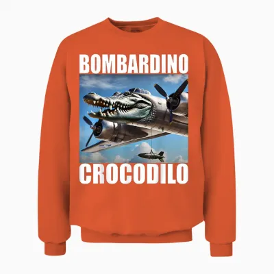 Meme Italiano Bombardino Crocodilo Brainrot Unisex Sweatshirt - Orange