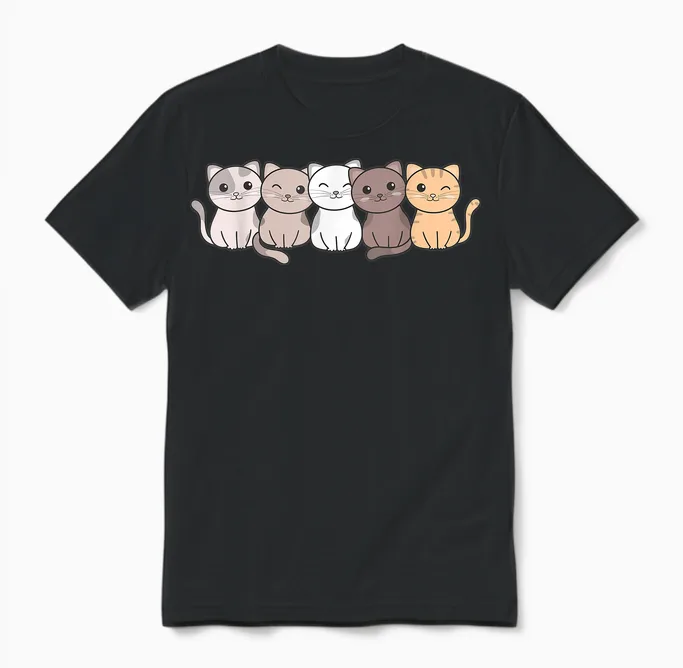 Katze Kawaii Katzen Niedliche Tiere Für Kinder Katzen Unisex T-Shirt in Black
