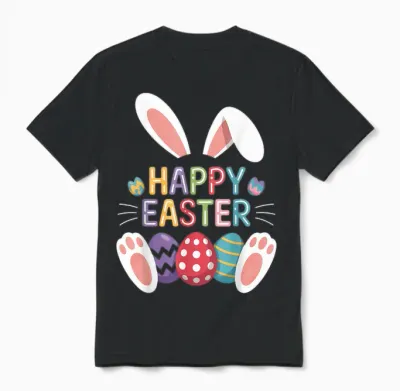 Chemises De Pâques Joyeuses Pour Filles Et Garçons, œufs De Lapin Amusants Unisex T-Shirt - Black
