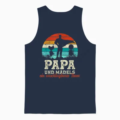 Team Papa Tochter Zwei Kinder Vatertag Bester Super Papa Unisex Tank Top - Navy