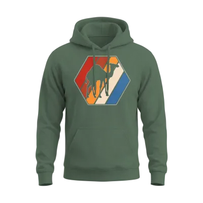 Camel Retro Unisex Hoodie - Military Green