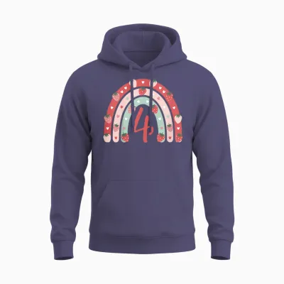 4. Geburtstag Mädchen Erdbeer Deko 4 Jährige Mädchen Unisex Hoodie - Heather Sport Dark Navy