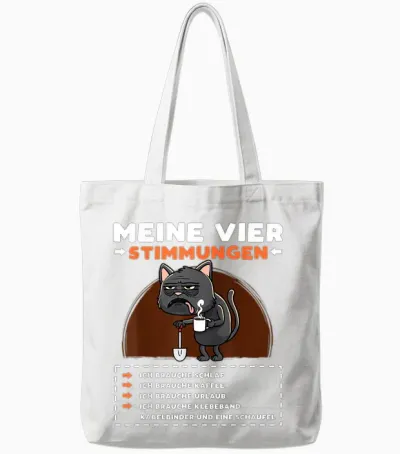 Katze Lustige Sprüche Urlaub Müde Kaffee Tote Bags - White
