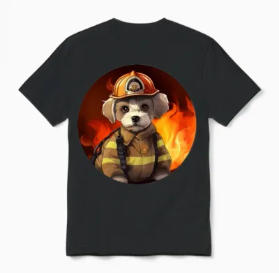 Dogs Firefighter / Fireman Dog Unisex T-Shirt - Black