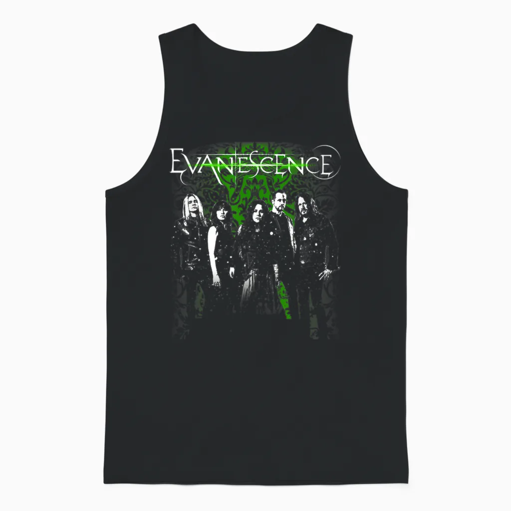 Evanescence Band Photo Green Unisex Tank Top in Black