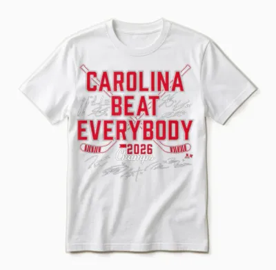 Beat Everybody 2026 Champs - Carolina Hockey Unisex T-Shirt - White