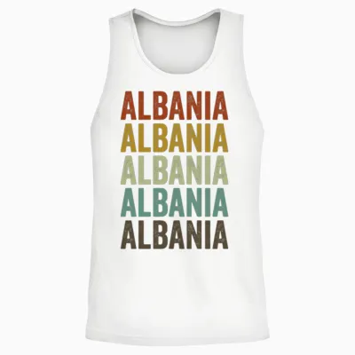 Albania Retro Vintage Unisex Tank Top - White