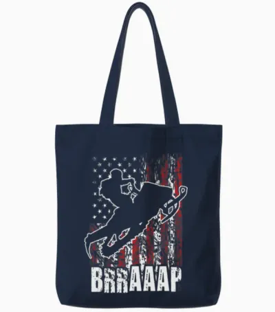 Snowmobile Riding Usa Tote Bags - Navy