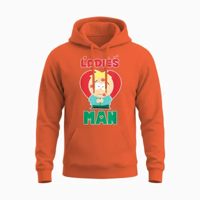 South Park Valentine's Day Butters Ladies Man T-Shirt, Black Unisex Hoodie - Orange