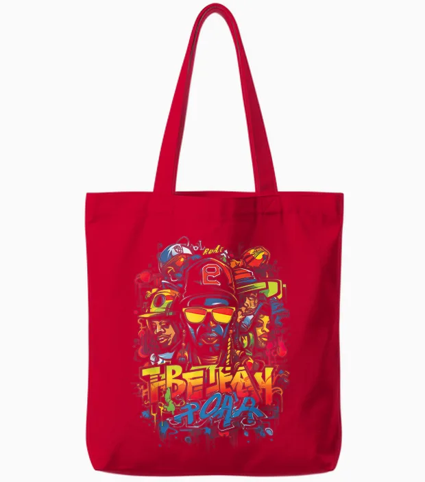 Hip Retro 80s New York Rapper Art 90er Jahre Hop Graffiti Oldschool Rap Boom Rap T-Shirt Für Unisex-Erwachsene, Multicolored, Graffiti, Crew-Kragen, Kurzarm, Polyester, S Tote Bags in Red
