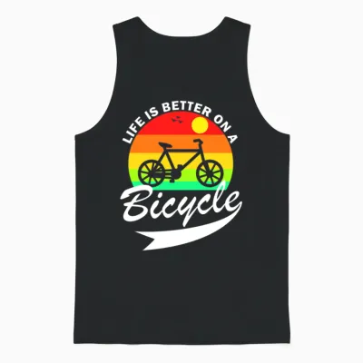 Life Is Better on a Bicycle Retro Unisex Tank Top - Black