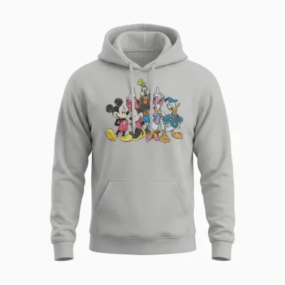 Disney Mickey Mouse and Friends Short Sleeve Unisex Hoodie - Ash
