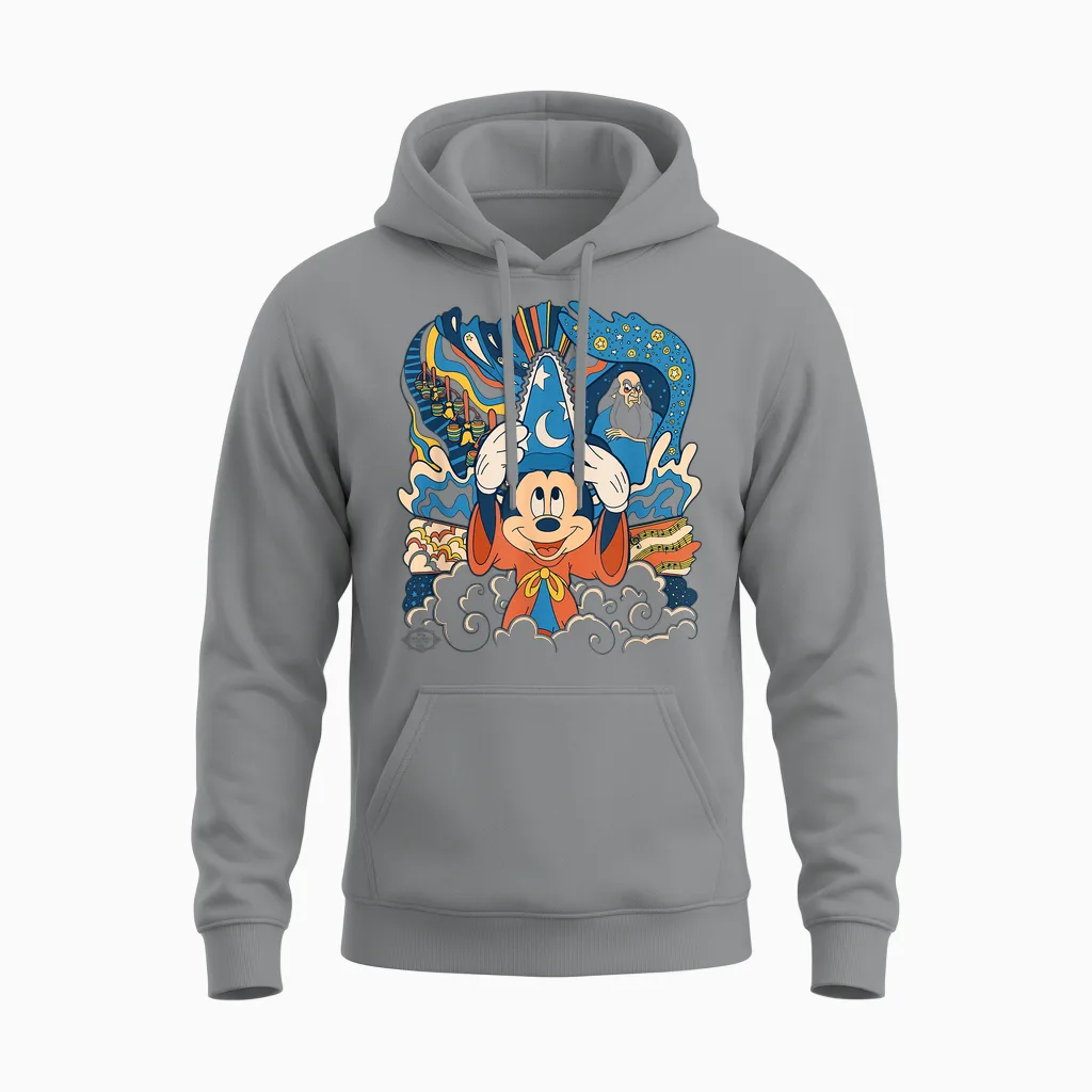 Disney Fantasia Mickey Mouse Sorcerer’s Apprentice Retro Unisex Hoodie - Sport Grey