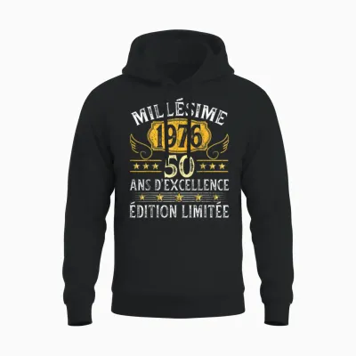 Vintage 1976 50 Years Birthday Man Woman Vintage 1976 Unisex Hoodie - Black