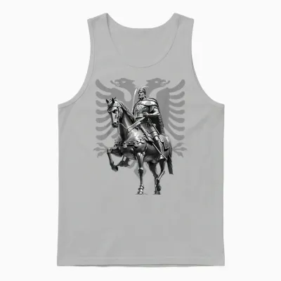 Albanien Albanischer Adler Kosovo Skënderbeu T-Shirt - Unisex Erwachsene - Schwarz - Small - Kurzarm - Klassisch - Albaner, Albanien-Interessierte Unisex Tank Top - Ash