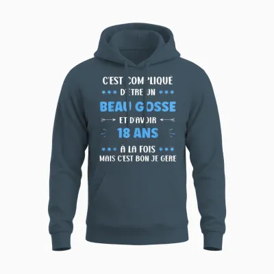 Beau Gosse 18 Years Teen Funny Man Birthday 18 Years Unisex Hoodie - Dark Heather