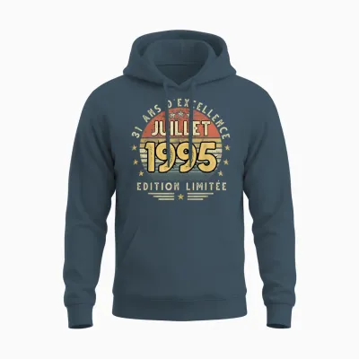 Juillet 1995 Cadeau Anniversaire Juillet 1995 31 Ans Homme Unisex Hoodie - Dark Heather
