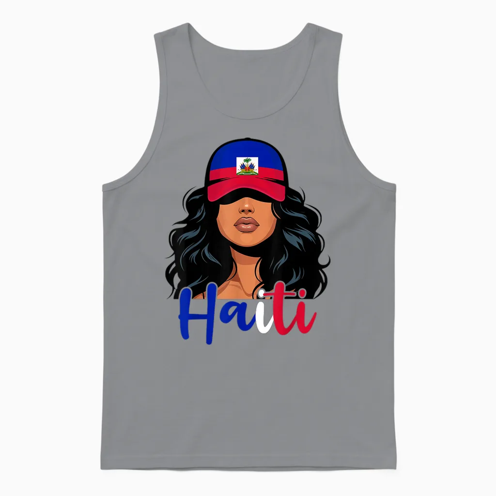 Flag Haitian Girl Haiti Proud Haitian Women Haiti Unisex Tank Top in Sport Grey
