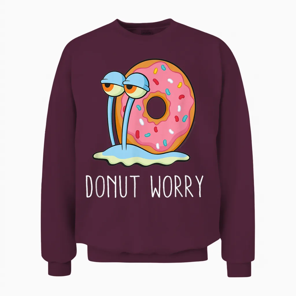Spongebob Schwammkopf Donut Worry Gary Unisex Sweatshirt in Maroon