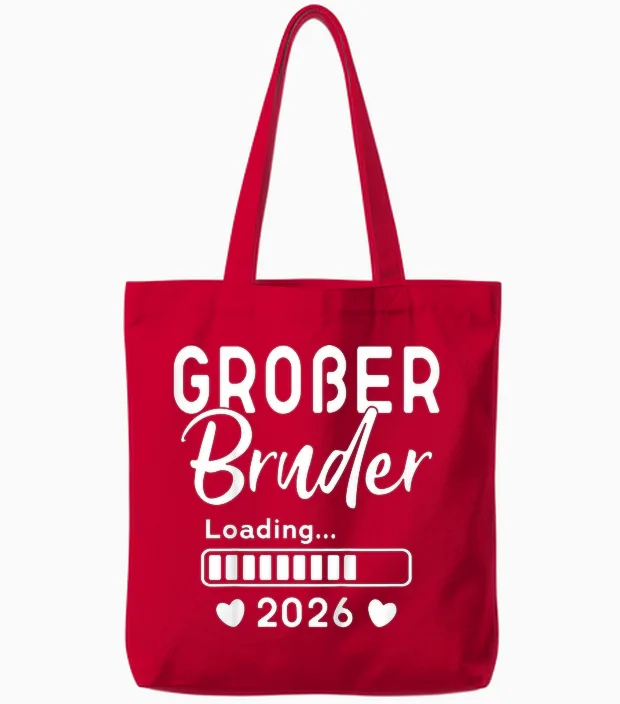 Children's Big Brother Loaded 2026 Ich Werde Großer Bruder 2026 T-Shirt, Black Tote Bags in Red