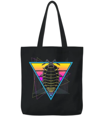 Isopods Retro Vaporwave Tote Bags - Black